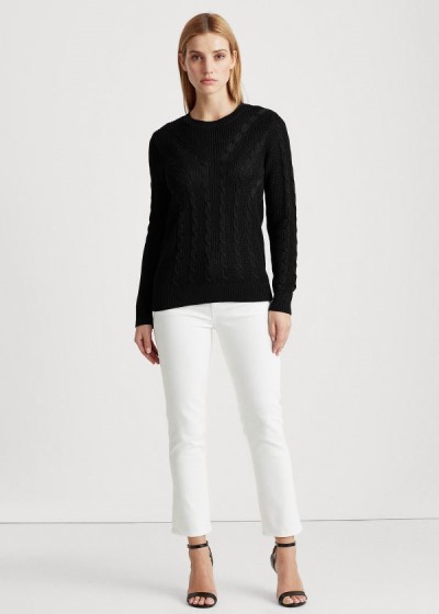 Ralph Lauren Cable-Knit Crewneck Striktrøje Dame Danmark (XMDEU1629)